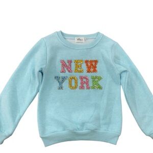 Lola + The Boys Light Blue Sweatshirt with Colorful New York Print
